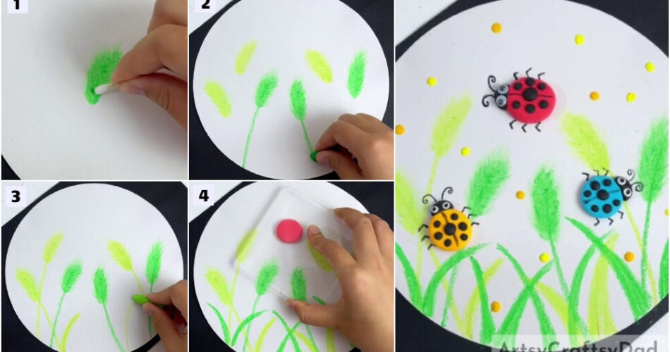 Clay Ladybugs In Field Artwork Craft Tutorial For Kids