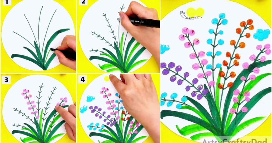 Colorful Flowers Drawing & Finger Painting Tutorial