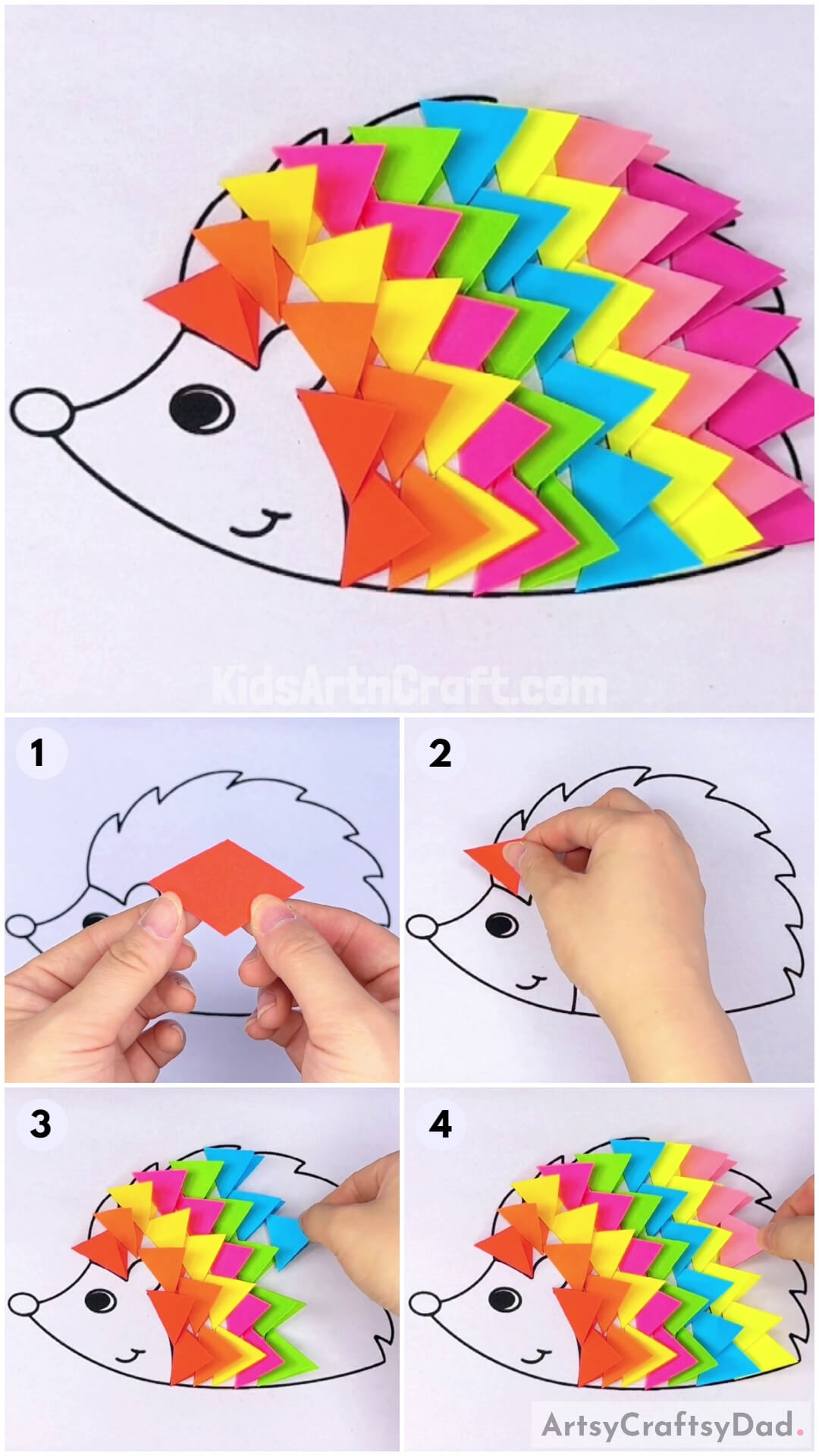 Colorful Hedgehog Paper Craft Tutorial For Kids