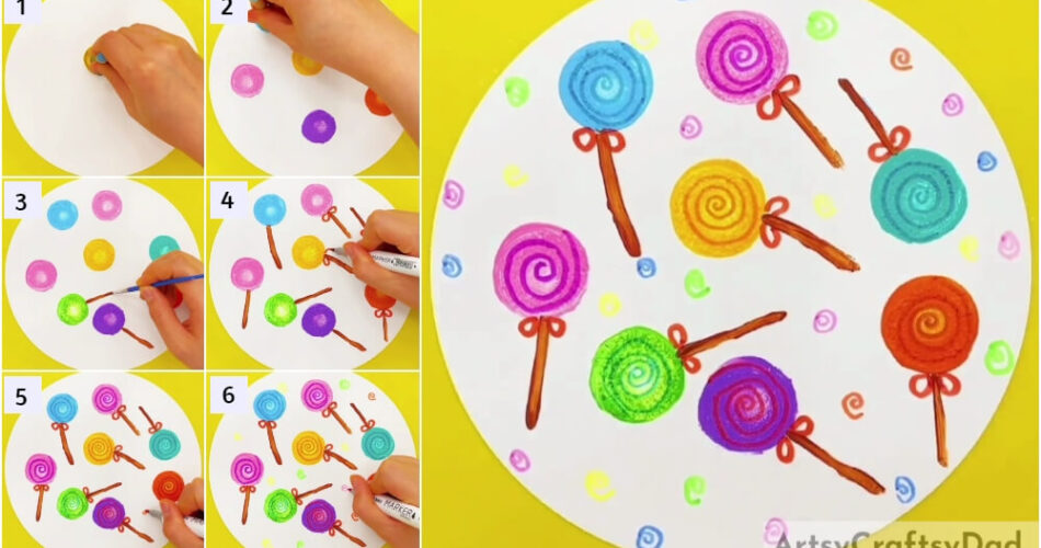Colorful Lollipops Stamp Painting & Drawing Tutorial