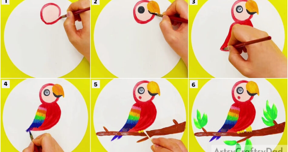 Colorful Parrot Painting Tutorial For Beginners
