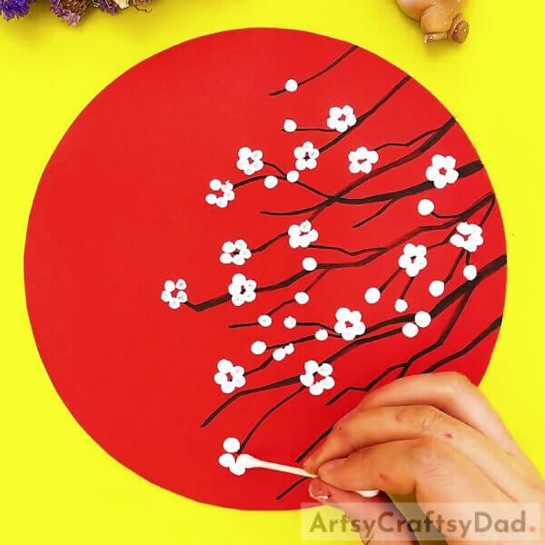 Completing Cherry Blossom- An Instructive Guide For Kids to Paint a Ravishing Rose Vase