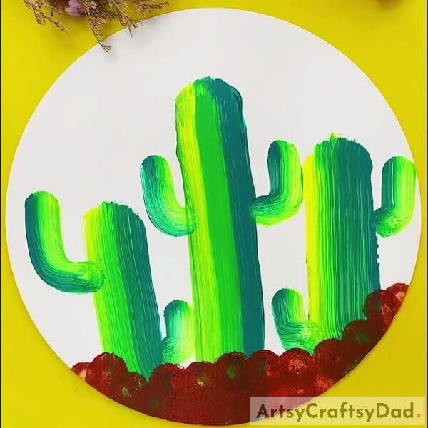 Completing Making The Ground- Detailed instructions on how to make a shaded cactus stamp painting
