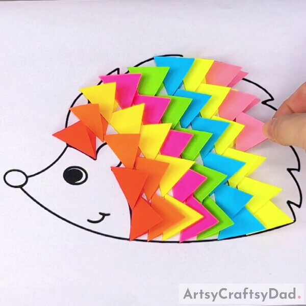 Completing Making The Spikes Layers- Guide to Make a Bright Hedgehog Paper Project for Youngsters