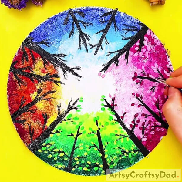 Completing Making The Spring Tree Leaves- An in-depth tutorial on painting trees for each season of the year