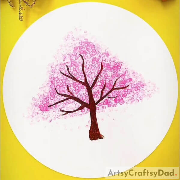 Completing Making The Tree Branches- Cherry Blossom: Painting with Cotton Buds Step-by-Step