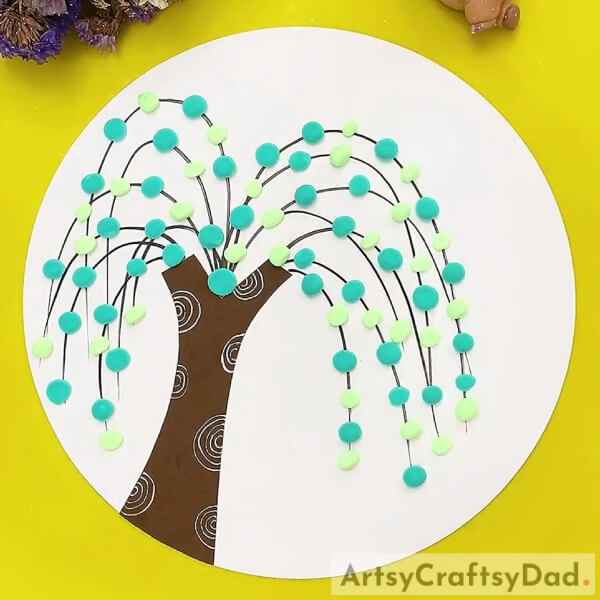 Completing Making The Tree Leaves- How To Make A Paper And Clay Tree For Kids