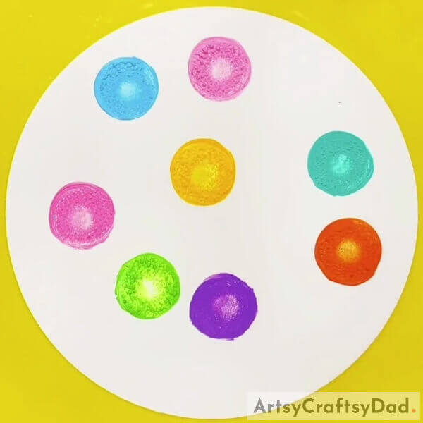 Completing Stamping Colorful Circles- Crafting colorful lollipop stamp painting and drawing 