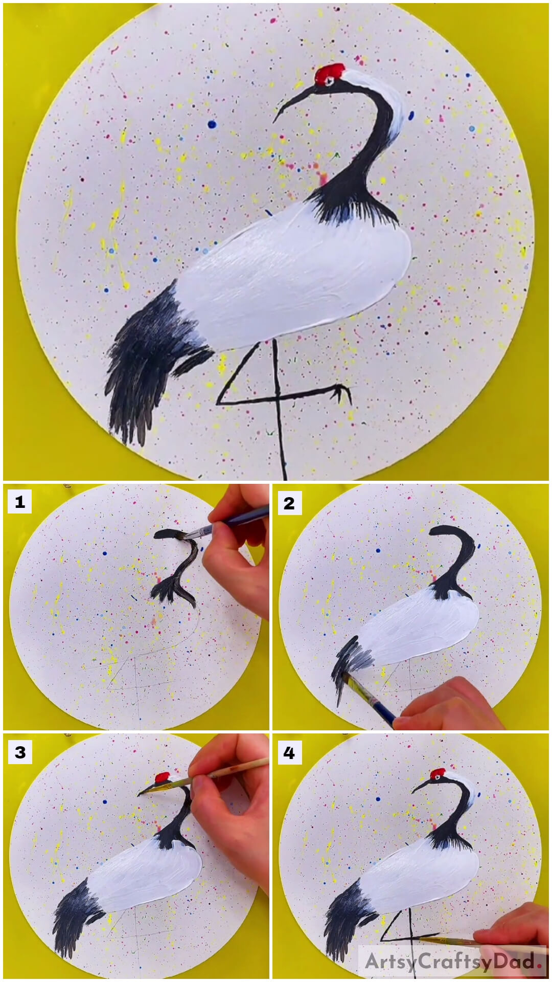  Crane Bird Realistic Painting Tutorial For Beginners