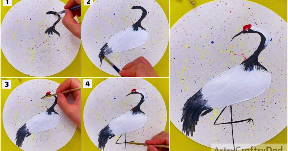 Crane Bird Realistic Painting Tutorial For Beginners