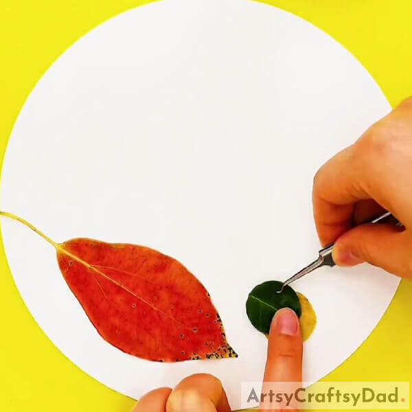 Cuting Another Circle- Leaf crafting tutorial featuring a caterpillar