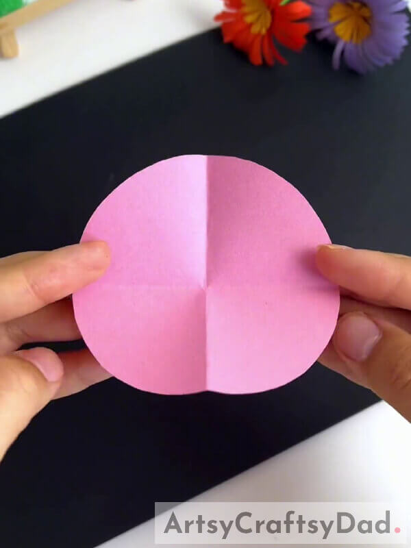 Cutting And Folding Pink Craft Paper- How to Make Artificial Floral Art Using Paper Cutting