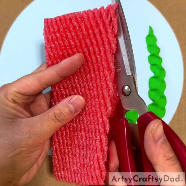 Cutting Open A Red Fruit Foam Net- Exploring the Aquatic Realm: A Step-by-Step Guide to Constructing Fruit Foam Nets & Clay Crafts