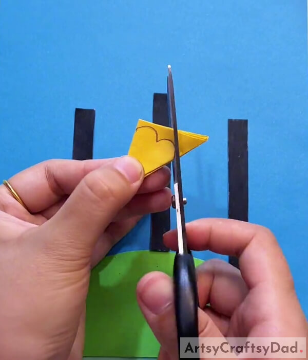 Cutting Yellow Color Cardstock Paper To Make Flower- Crafting with Sunflowers in the Sunlight