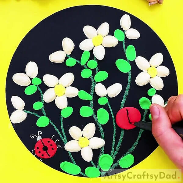 Detailing The Ladybug- Beautiful Pistachio Shell Lily Garden With Clay Craft
