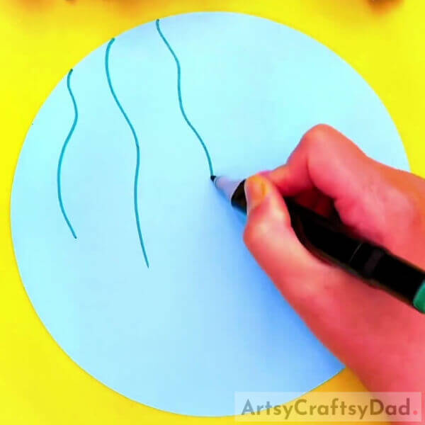 Drawing The Background - Colorful Flower Climber Clay Craft For Kids