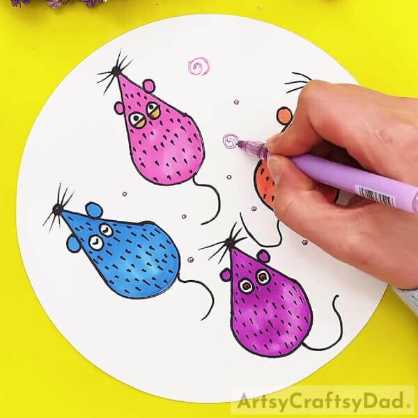 Drawing The Background - Easy Colorful Mice Drawing Tutorial For Kids