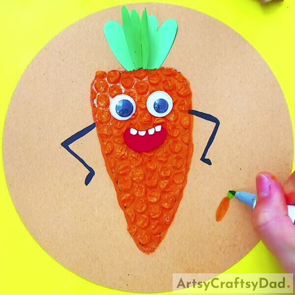 Drawing Tiny Carrots- Creative Bubble Wrap Carrot Artwork for Kids