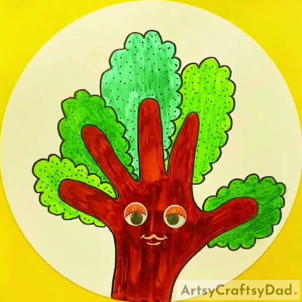 Final Image: Here it is! Tree Drawing: Hand Outline Hack - Learn How to Draw Trees with Hand Outlines - A Tutorial for Kids