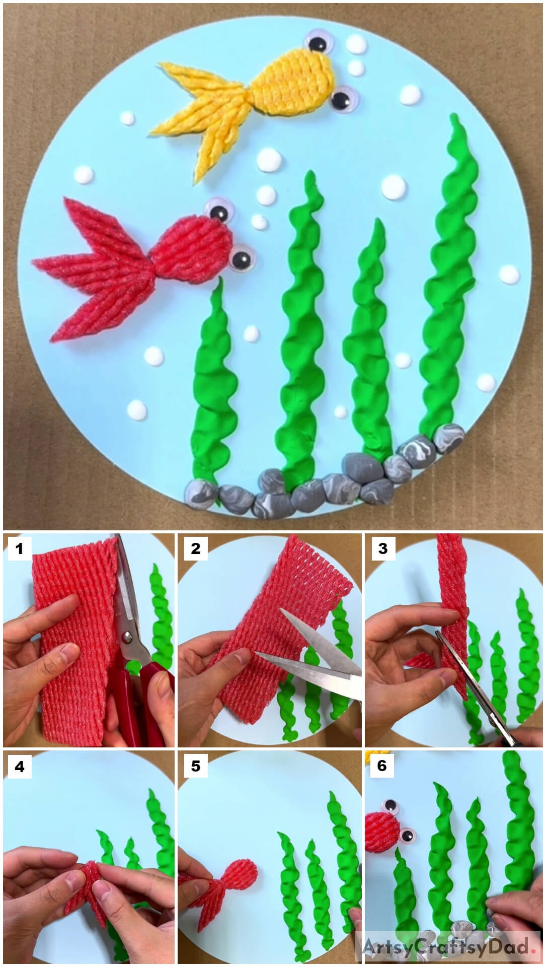 Fish Underwater View: Fruit Foam Net & Clay Craft Tutorial