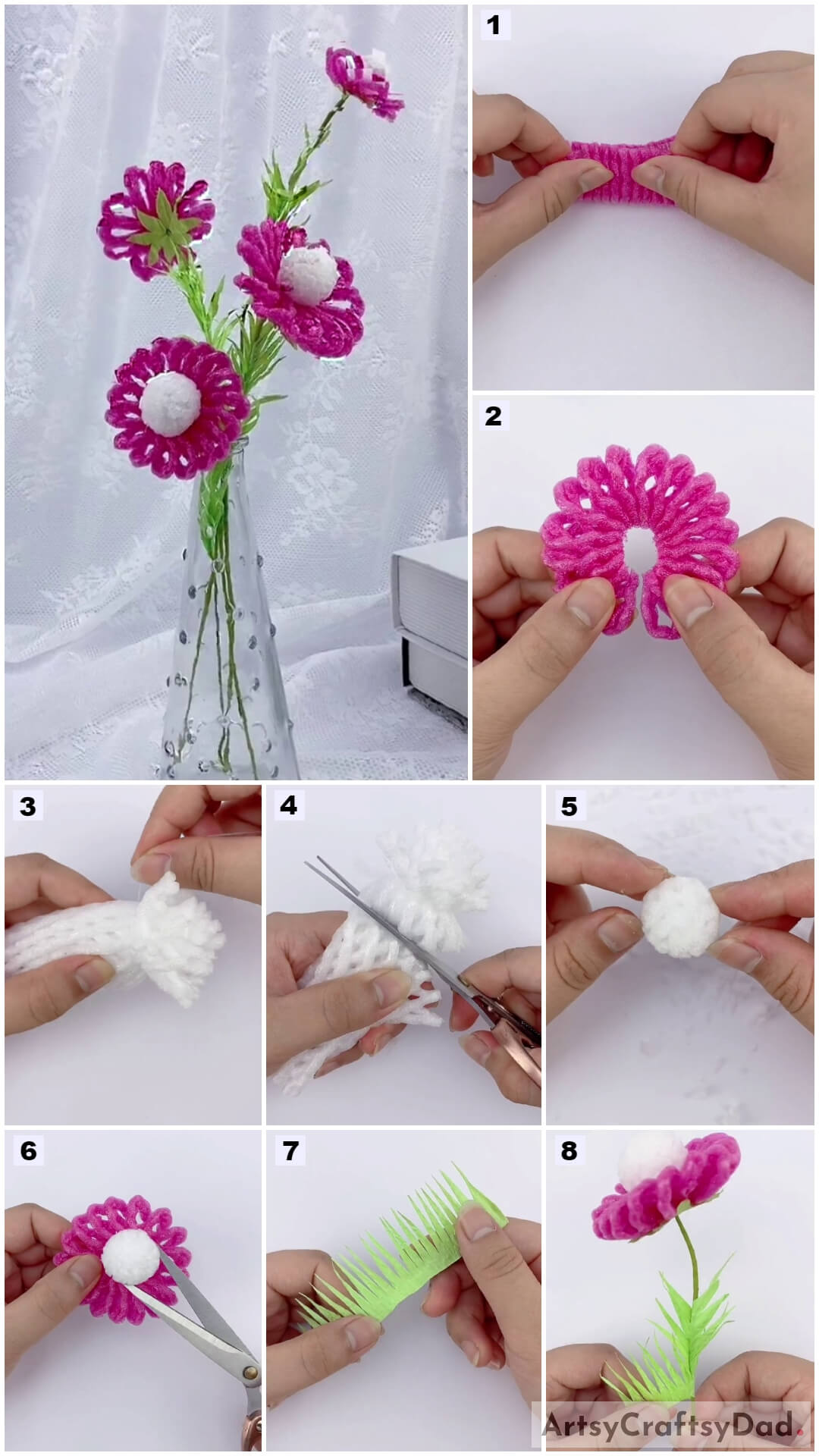 Fruit Foam Net Pink Flower Decor Craft Tutorial