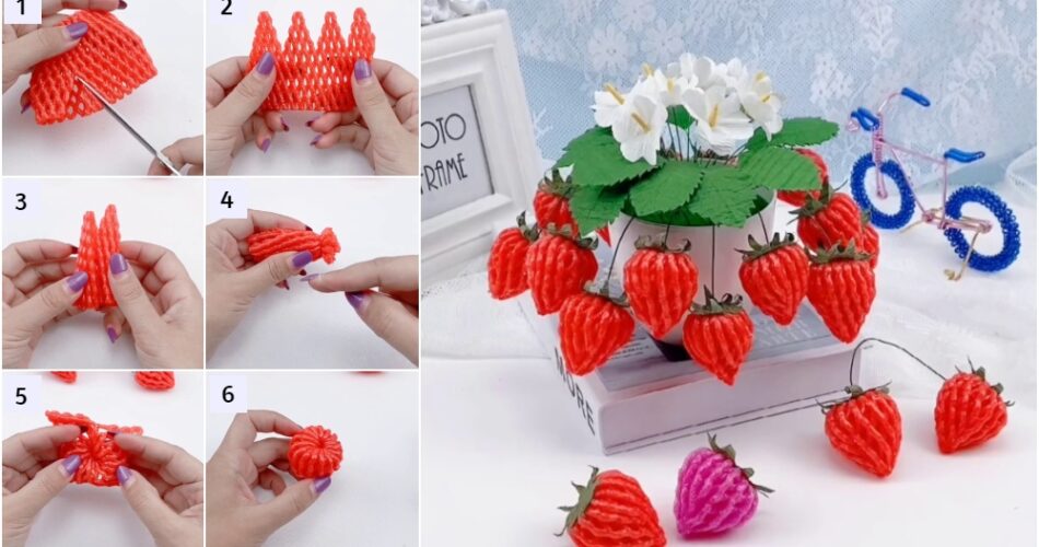 Fruit Foam Net Strawberry Model Craft Tutorial
