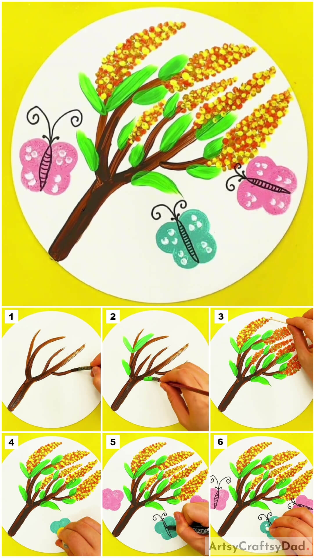 Golden Mimosa Flower Painting Tutorial