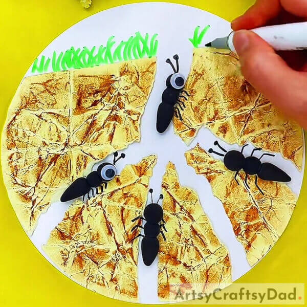 Grab A Light Green Colored Sketch Pen And Let Us Make Some Grass-Learn to make a realistic craft of an ant in a hole in the ground. 