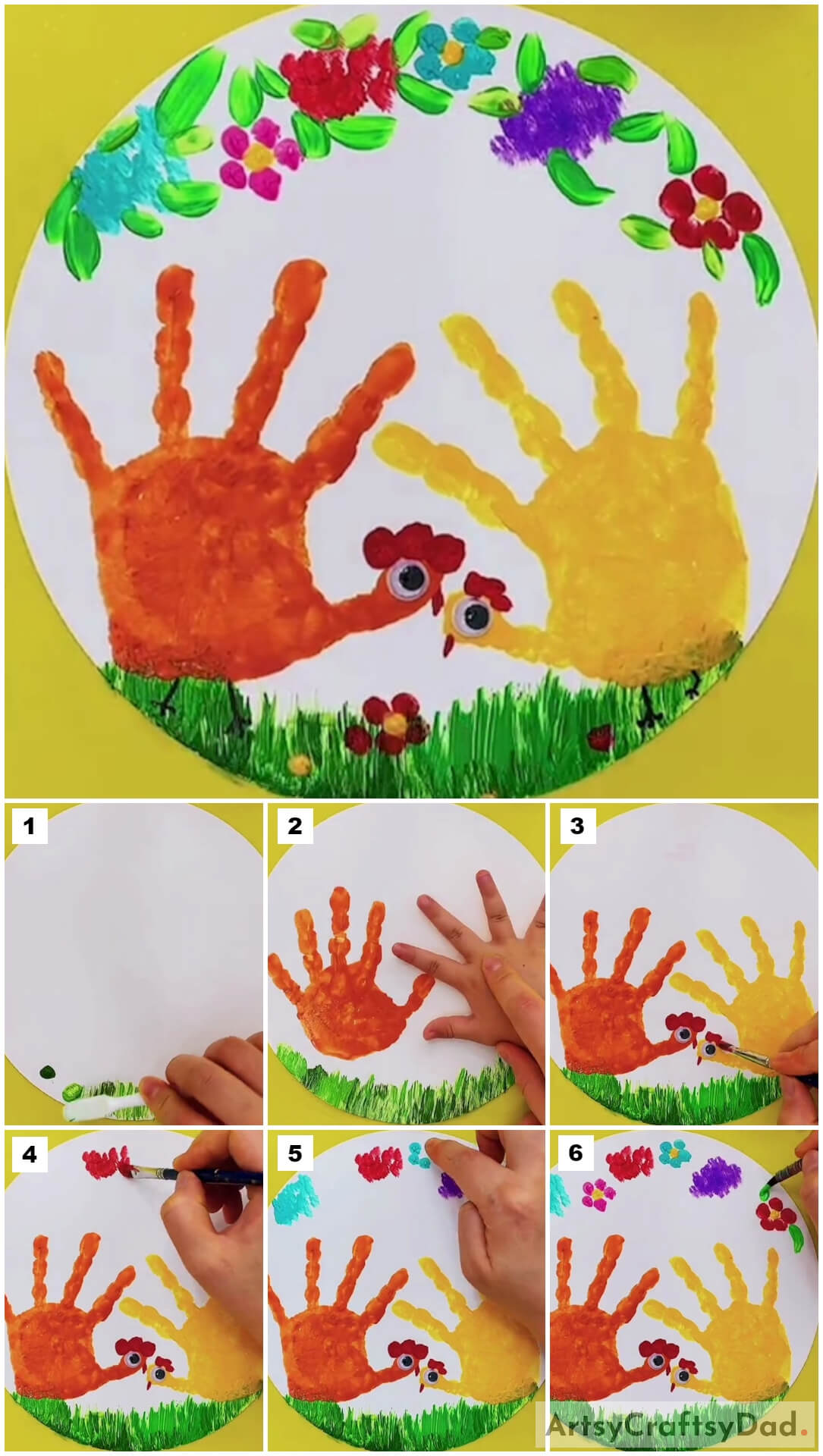 Hand Impression Hen Painting Hacks Tutorial