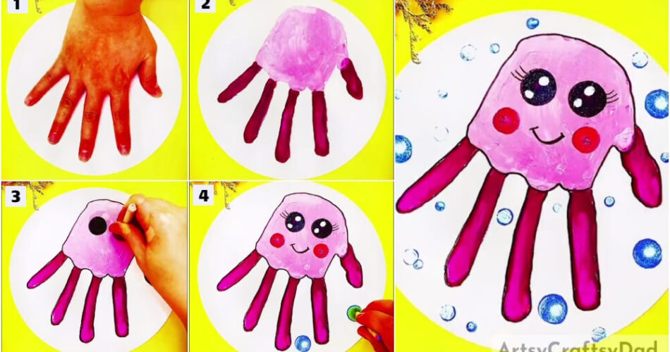 Hand Impression Jellyfish Painting Tutorial