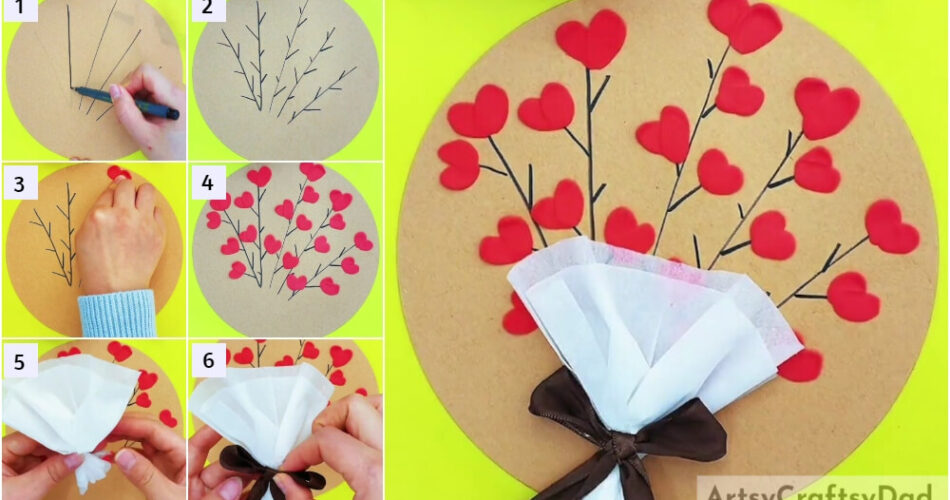 Heart Flowers Bouquet: Clay & Tissue Craft Tutorial