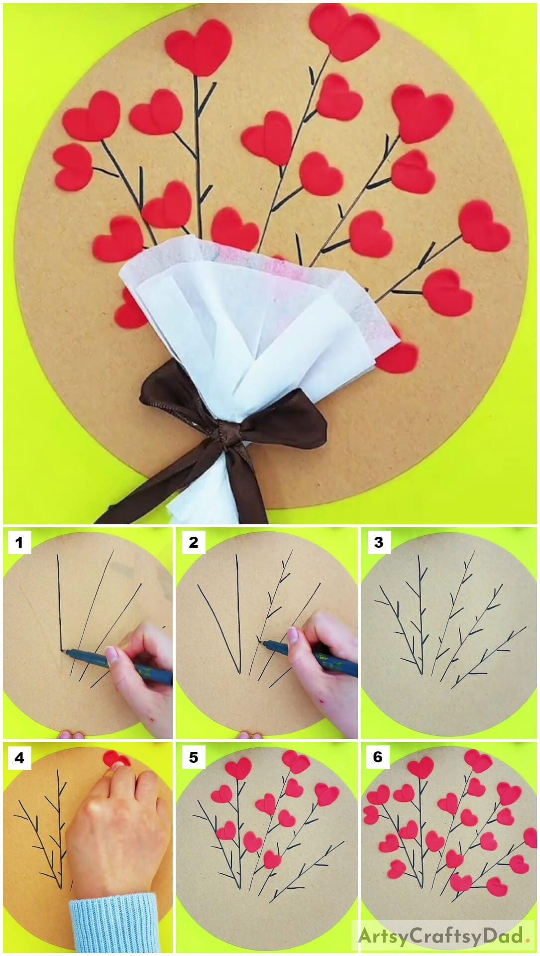 Heart Flowers Bouquet: Clay & Tissue Craft Tutorial