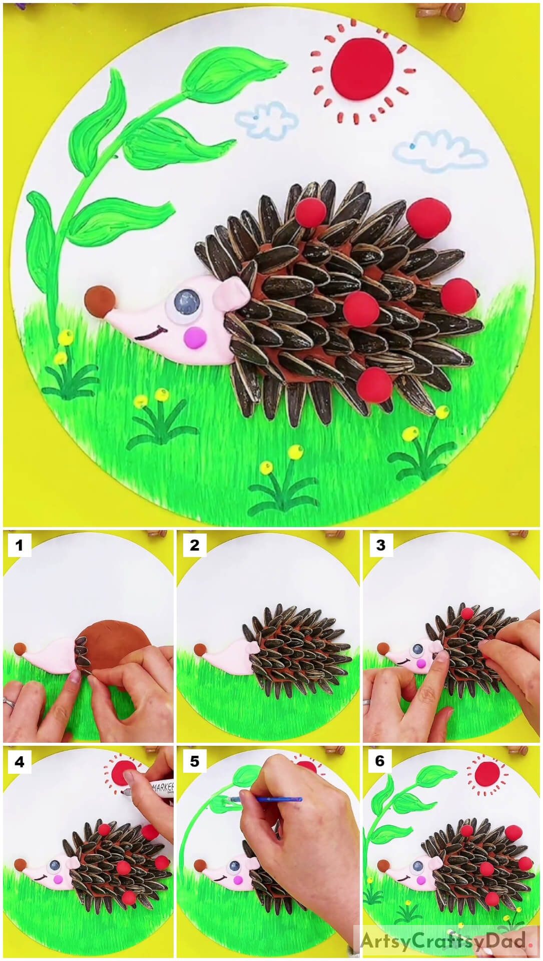 Hedgehog: Sunflower Seeds & Clay Craft Tutorial