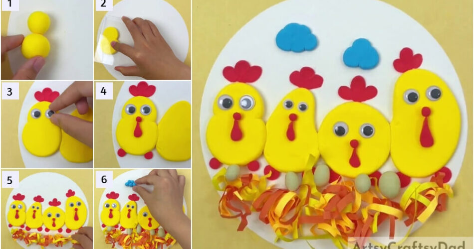 Hens In Nest Laying Eggs: Clay And Paper Craft Tutorial