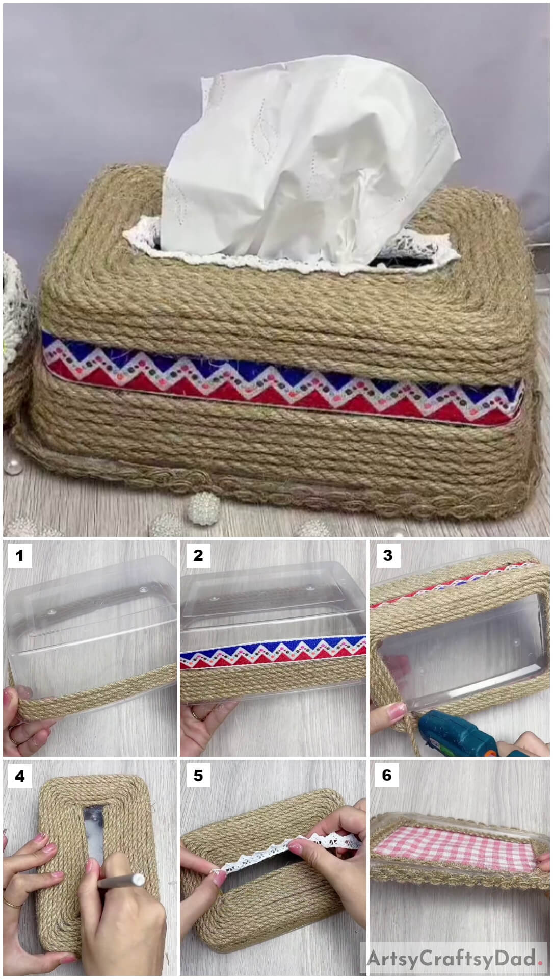 Jute Thread Decoration Tissue Box Craft Tutorial