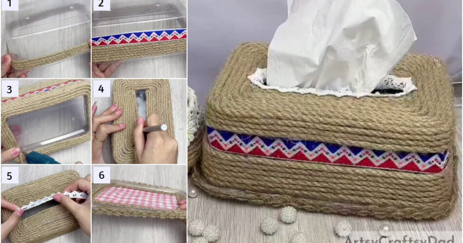 Jute Thread Decoration Tissue Box Craft Tutorial