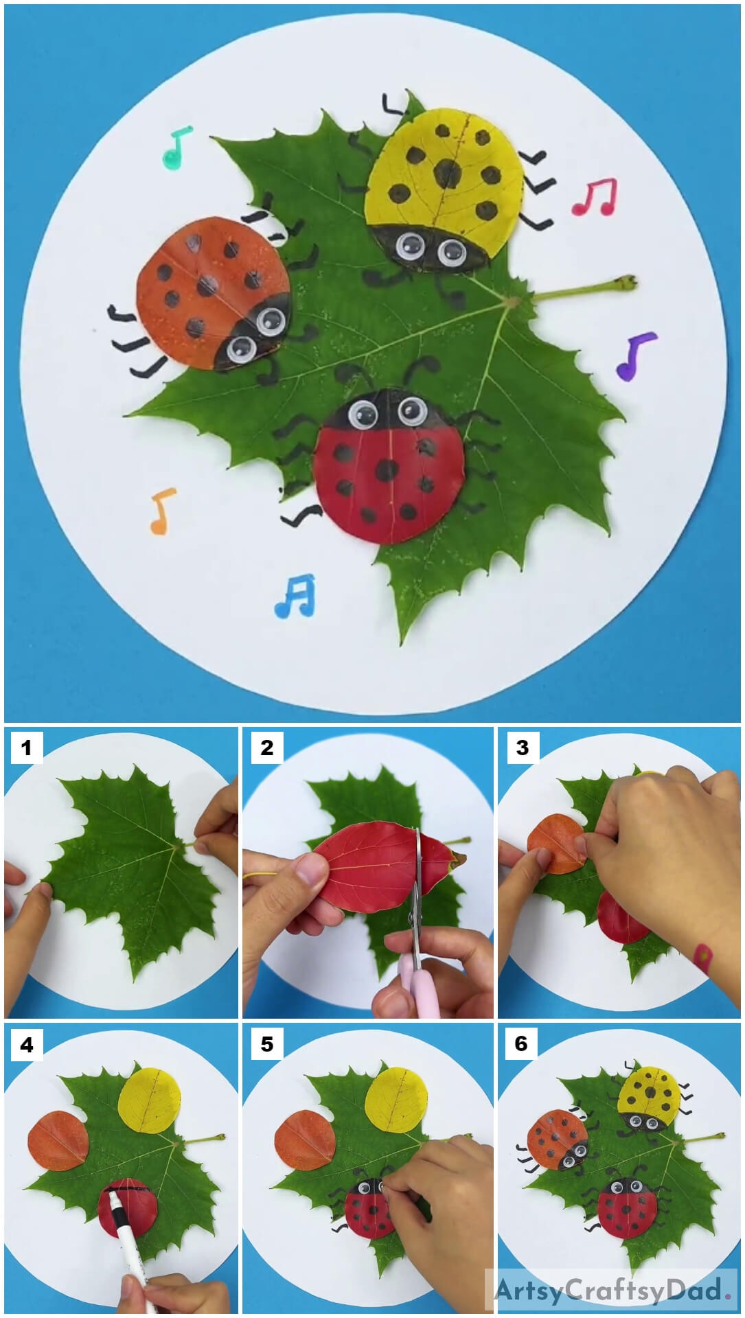 Ladybugs On Leaves: Leaf Craft Tutorial