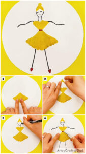 Leaf Ballerina Pose - Drawing Craft Tutorial For Kids