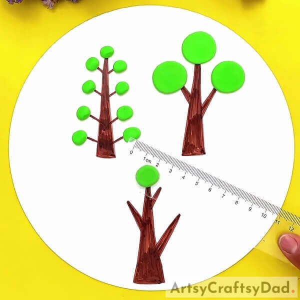 Leaves on the Second Tree-Colorful Tree Artwork Craft Tutorial Using Clay Circles For Kids