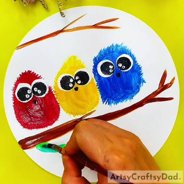 Making Another Branch And A Leaf- Learn How to Paint a Tree with Adorable Birds