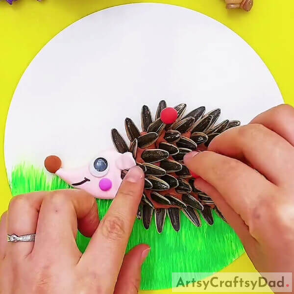 Making Circles Using Red And Pink Clay- Making a Hedgehog with Sunflower Seeds & Clay - Instructions