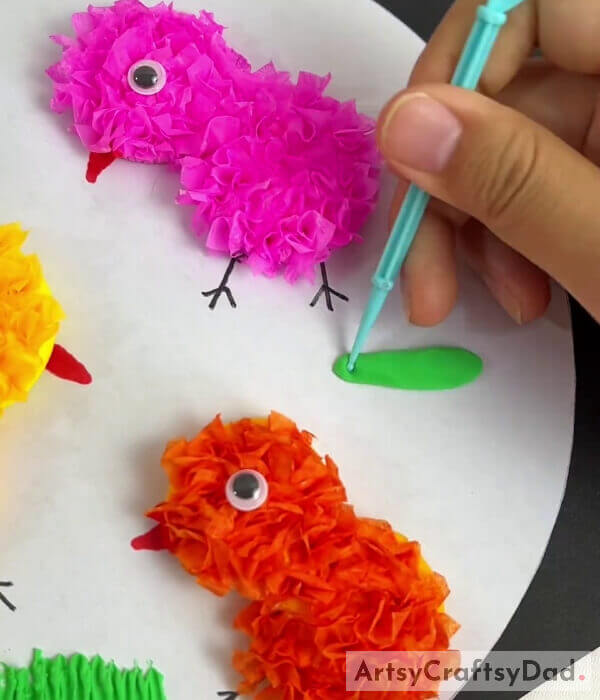 Making Grass On the Background- Designer Chicks: Crafting with Fabric and Clay Made Easy