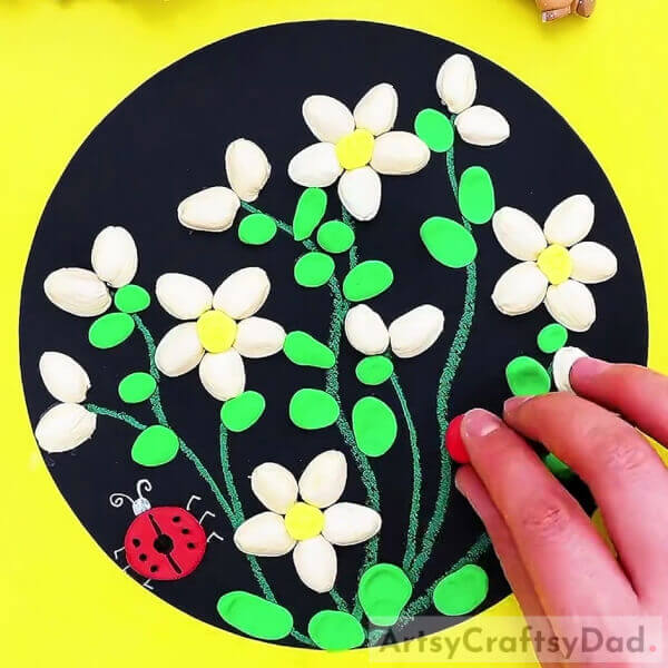 Making Ladybug-Amazing Lily Garden With Pistachio Shell And Clay Craft