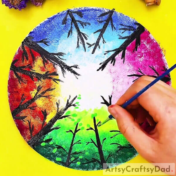 Making Leaves Of The Summer Trees- Learn how to make a painting featuring trees from each season