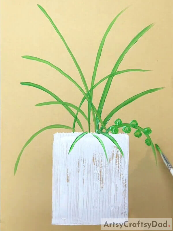 Making Leaves To The Stems- Kid-Friendly Guide to Painting a Rose Vase Easily 