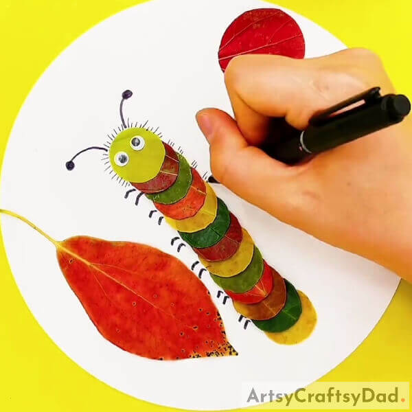 Making Legs And Hair- Instructions on assembling a leaf caterpillar scene
