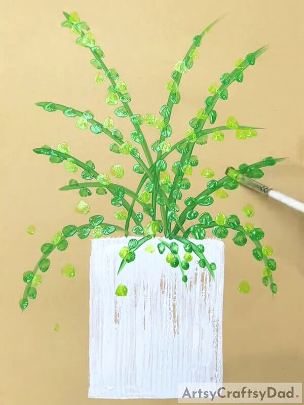 Making Light Green Leaves- Easy Ways to Paint a Rose Vase - Quick Tutorial for Children 