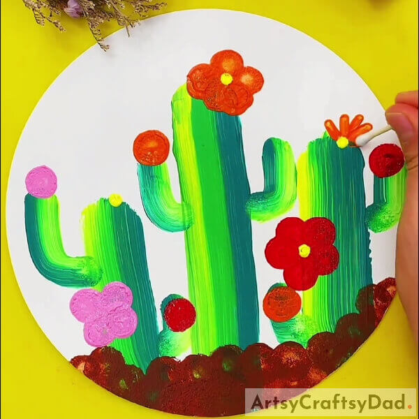 Making More Flowers- How to make a cactus stamp painting with shading