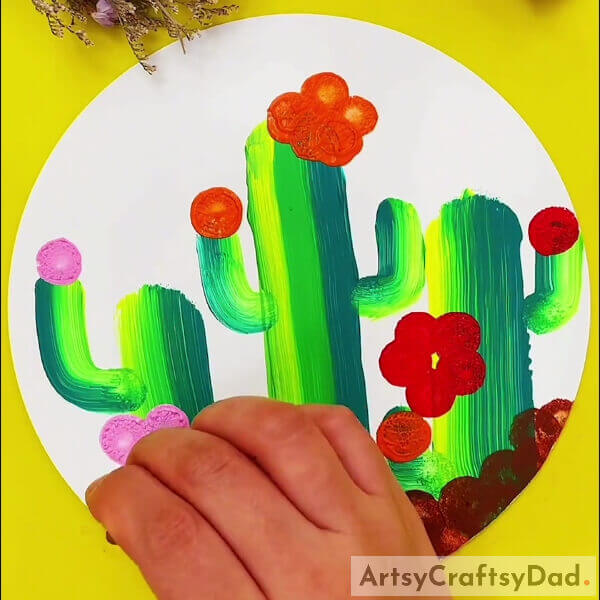 Making Pink Flowers- Learn the technique of stamping to create a shaded cactus