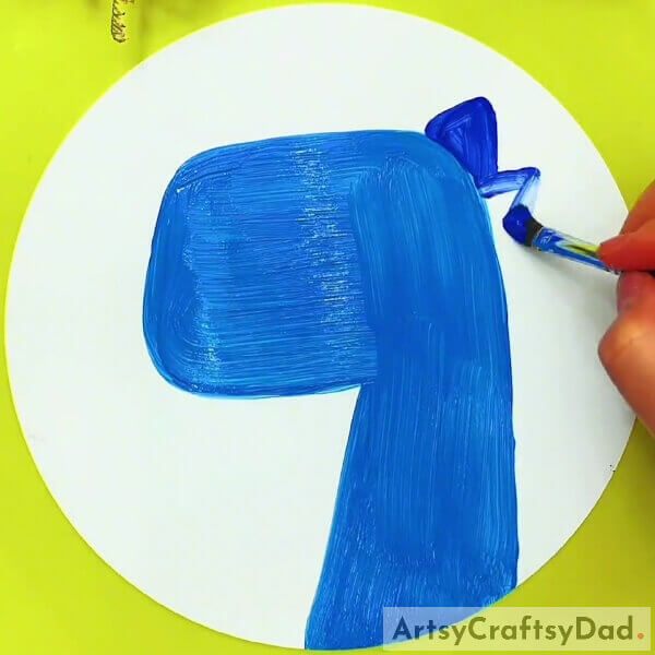 Making The Plates Of The Dinosaur- Learn To Make A Cute Dinosaur Stamp Painting With This Tutorial For Kids